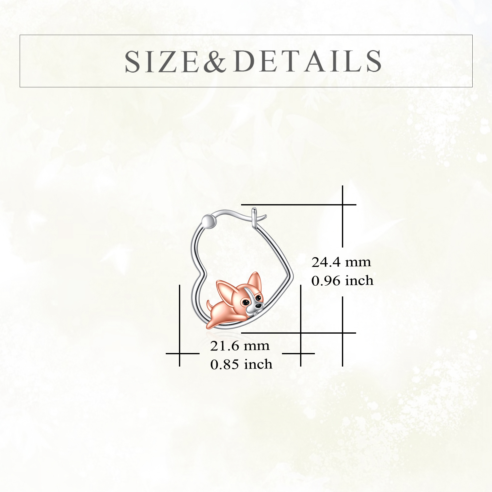 Women's Sterling Silver Chihuahua Heart Hoop Earrings, Cute Gift